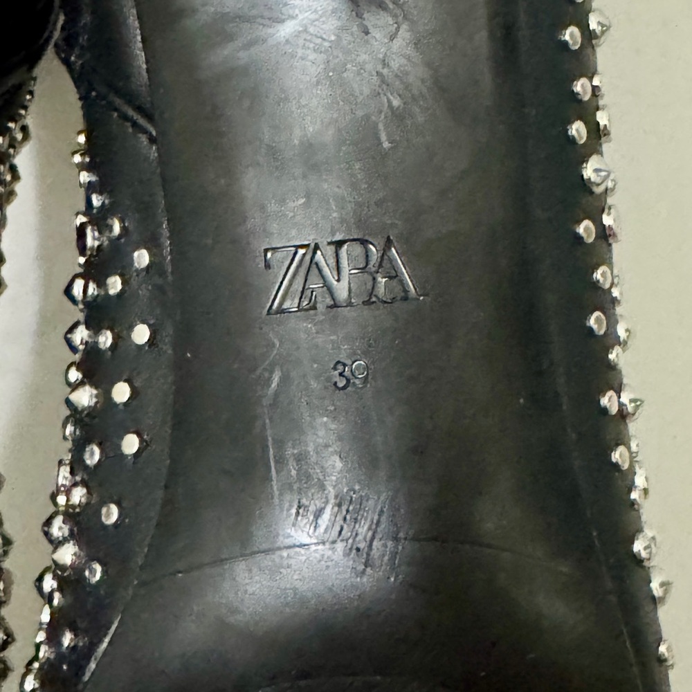 Zara Black Studded  Heeled Ankle Boots - Size 8 - Picture 12 of 16